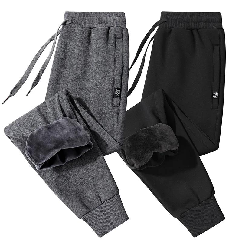 Zipper Pocket Pure Cotton Men's Autumn and Winter Patchwork Drawstring Fashionable Solid Color Loose Versatile Casual Pants
