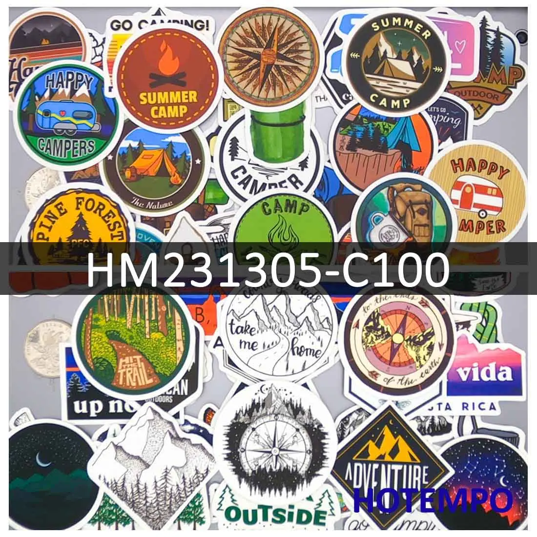 

50/100Pieces Explore Outdoor Hiking Camping Climbing Funny Travel Stickers for Motorcycle Car Bike Luggage Phone Laptop Sticker
