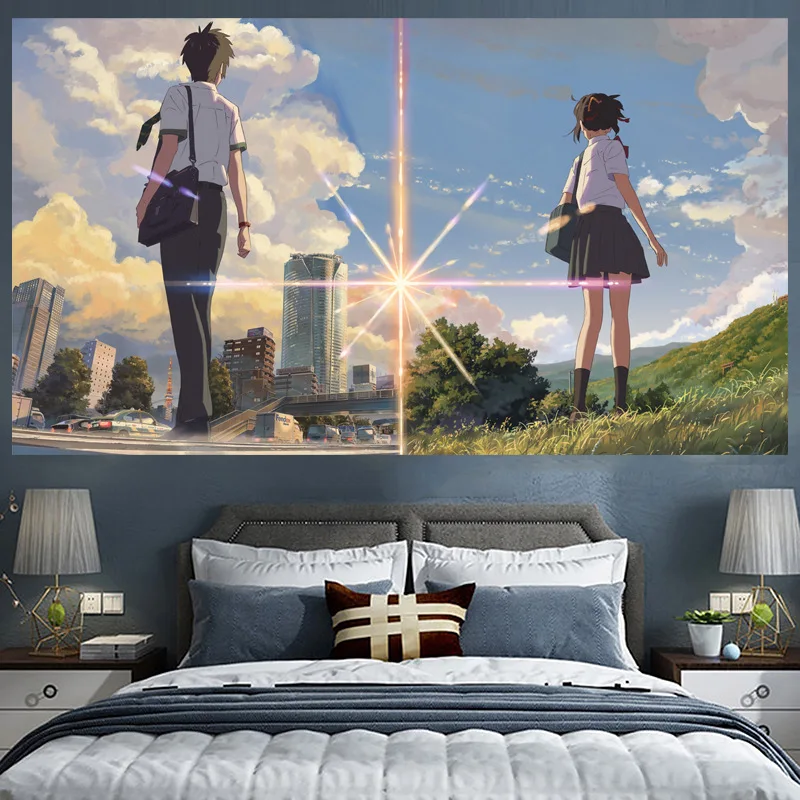 

Japan Anime Your Name Wall tapestry beach towel large 200*150cm Cartoon mandala Wall hanging tapestry wall art yoga throw Gifts