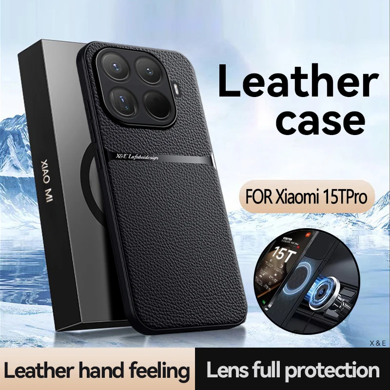 Luxury Leather Shockproof Magnetic Phone Case with Car Holder