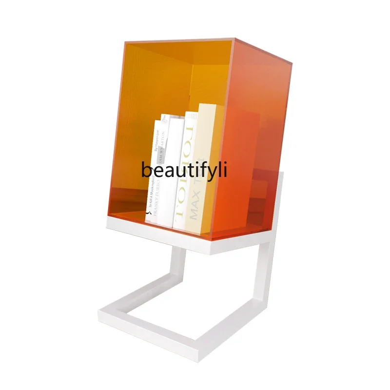 

Modern Minimalist Acrylic Bookcase Light Luxury Living Room Floor Magazine Rack Fashion Creative Small Table