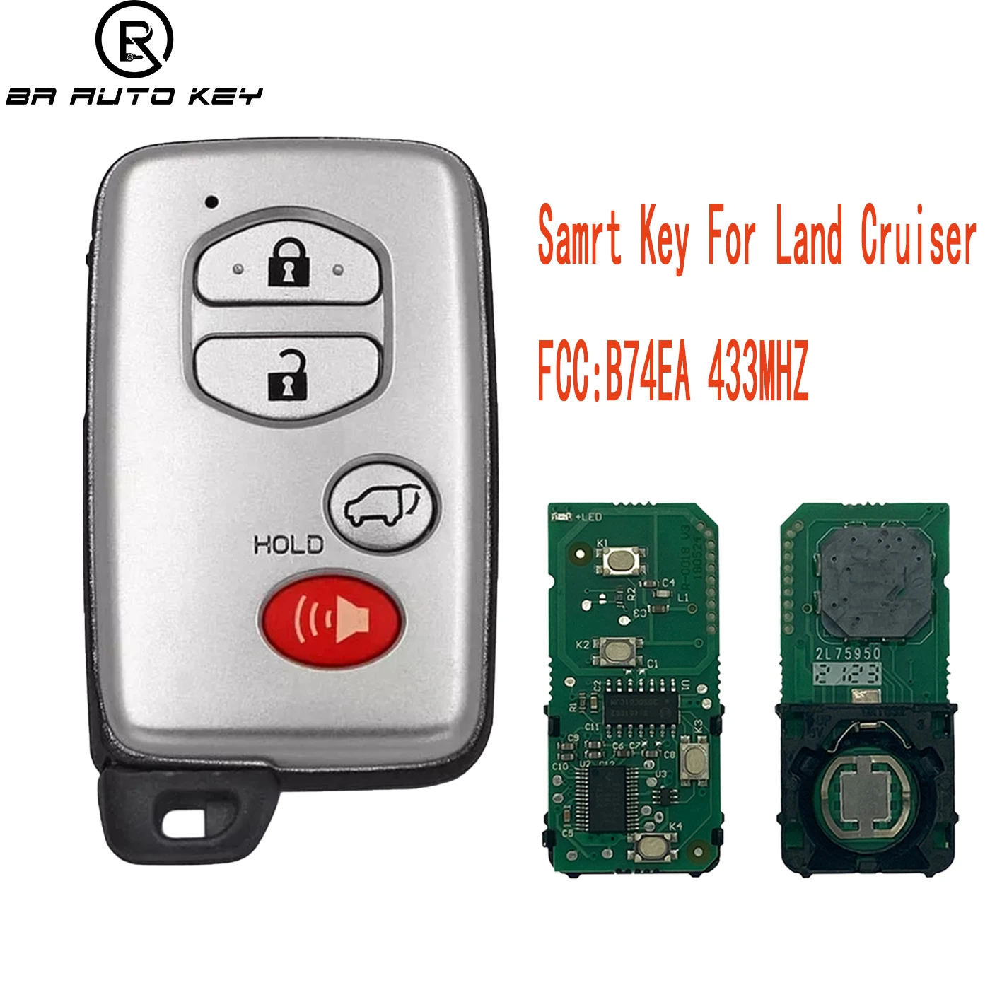 433MHZ Smart Remote Proximity Key Fob For Toyota Land Cruiser Key B74EA 4Buttons 2010-2016 With 4D Chip Board:F433 61A541-0030 denso spark plugs