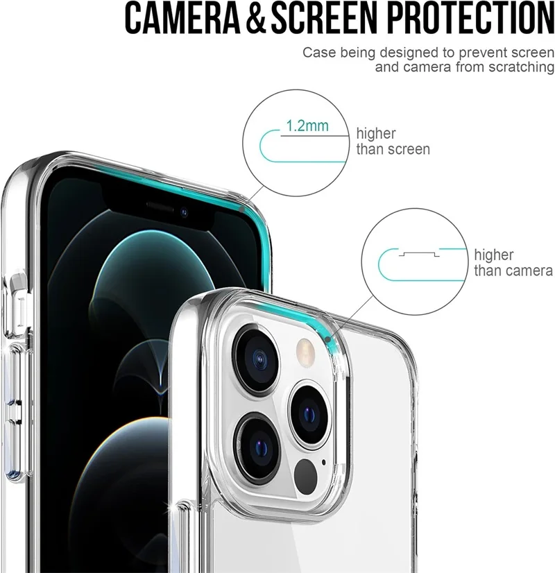 Premium Acrylic Crystal Clear Shockproof Protective Case with Hard Back and TPU Bumper