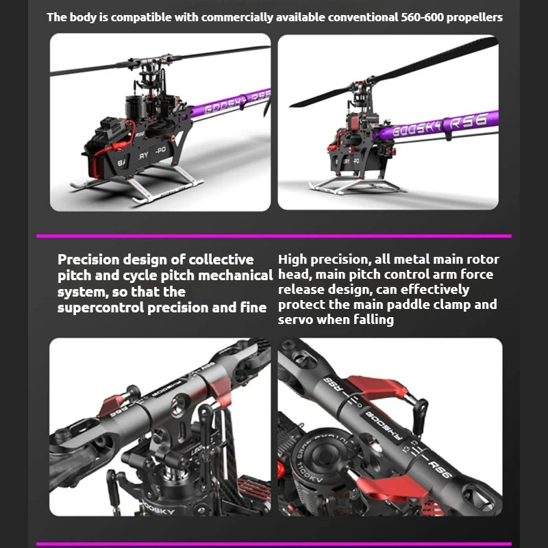 GOOSKY RC 헬리콥터 RS6-600 레전드 키트 3D 플라이바리스 모델 6-12S 배터리 BAF060007 어린이를위한 RC 비행기 생일 선물