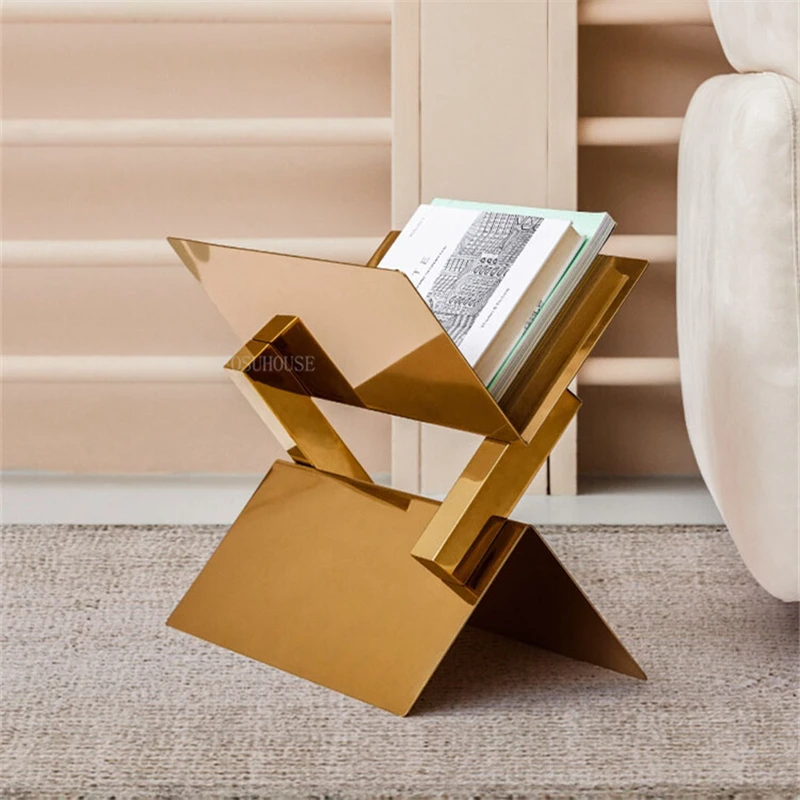 Vast en zeker Kleverig Beeldhouwwerk Nordic Gouden Kubus Plank Creatieve Boek Case Rvs Boek Opslag Vloer Te  Plafond Metalen Tijdschriftenrek Kranten plank| | - AliExpress