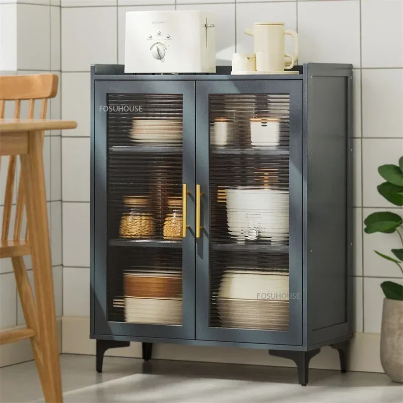 Multi-functional Sideboard Floor-standing Kitchen Cabinets Dishes Microwave Storage Rack Dust-proof Tableware Storage Cabinet W