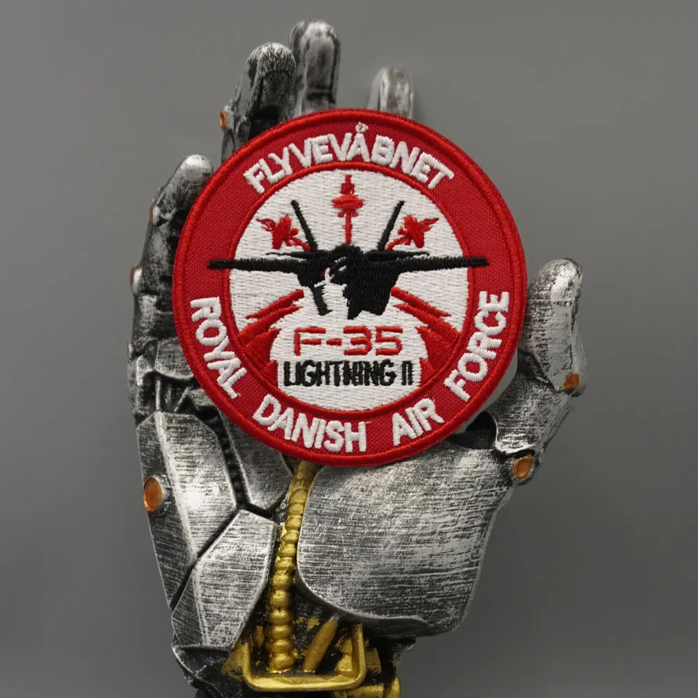 Taktische Stickerei-Patches der Royal Danish Air Force, exquisit und hochwertig, für Kleidung, Rückseite mit Haken oder Eisen