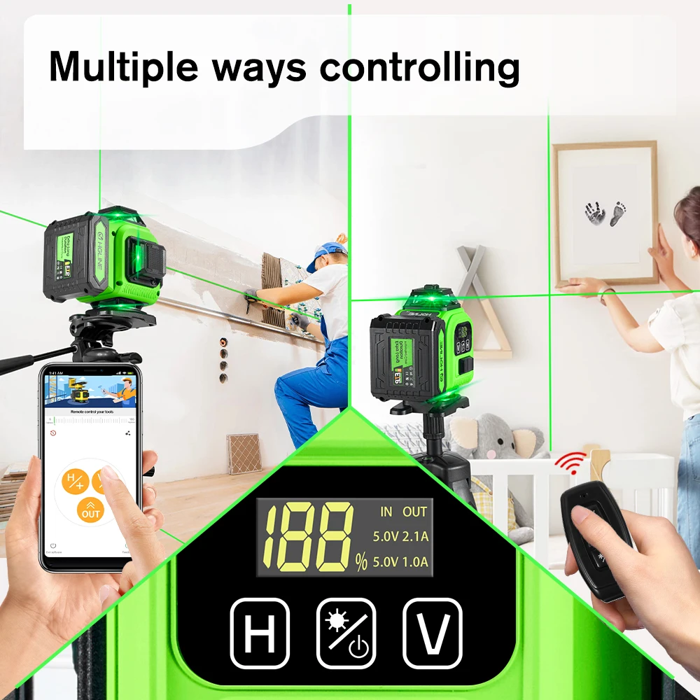 16 Lines Laser Level APP Remote Control Horizontal Vertical Levels Machine Power