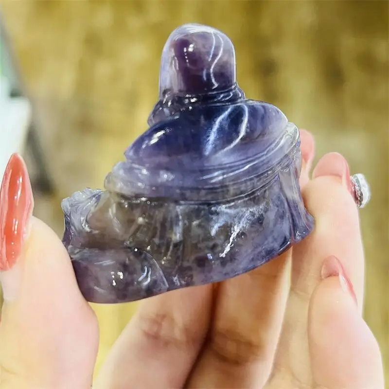 5CM Natural Amethyst Buddha Carving Polished Reiki Healing High Quality Room Decor Energy Gifts 1PCS 5