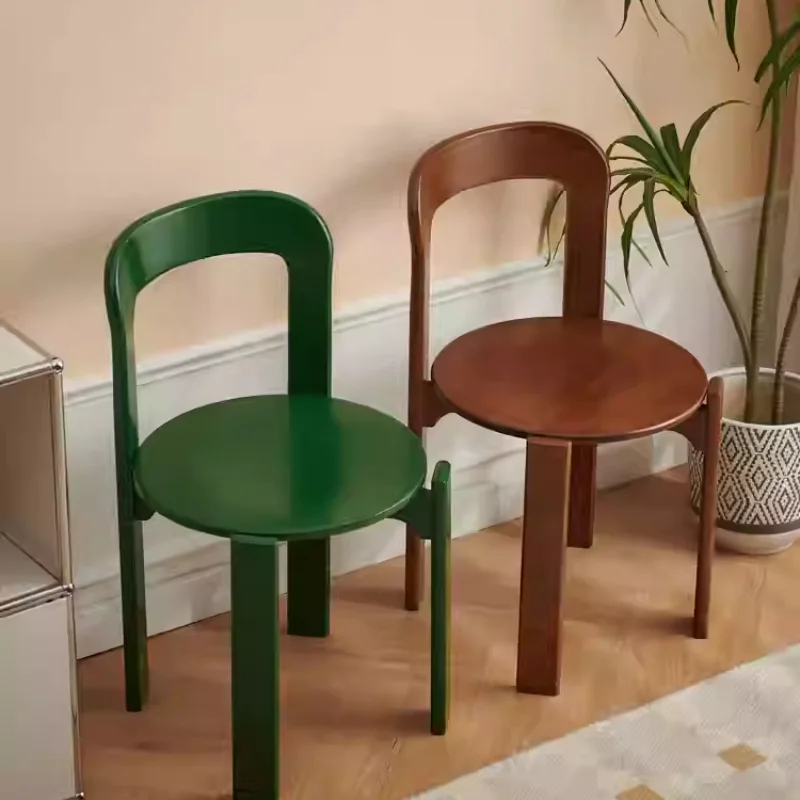 Plywood Nordic Rey Beech Solid Wood Dining Chair Stackable Vintage Curved Backrest Swiss Design Modern Home Furniture