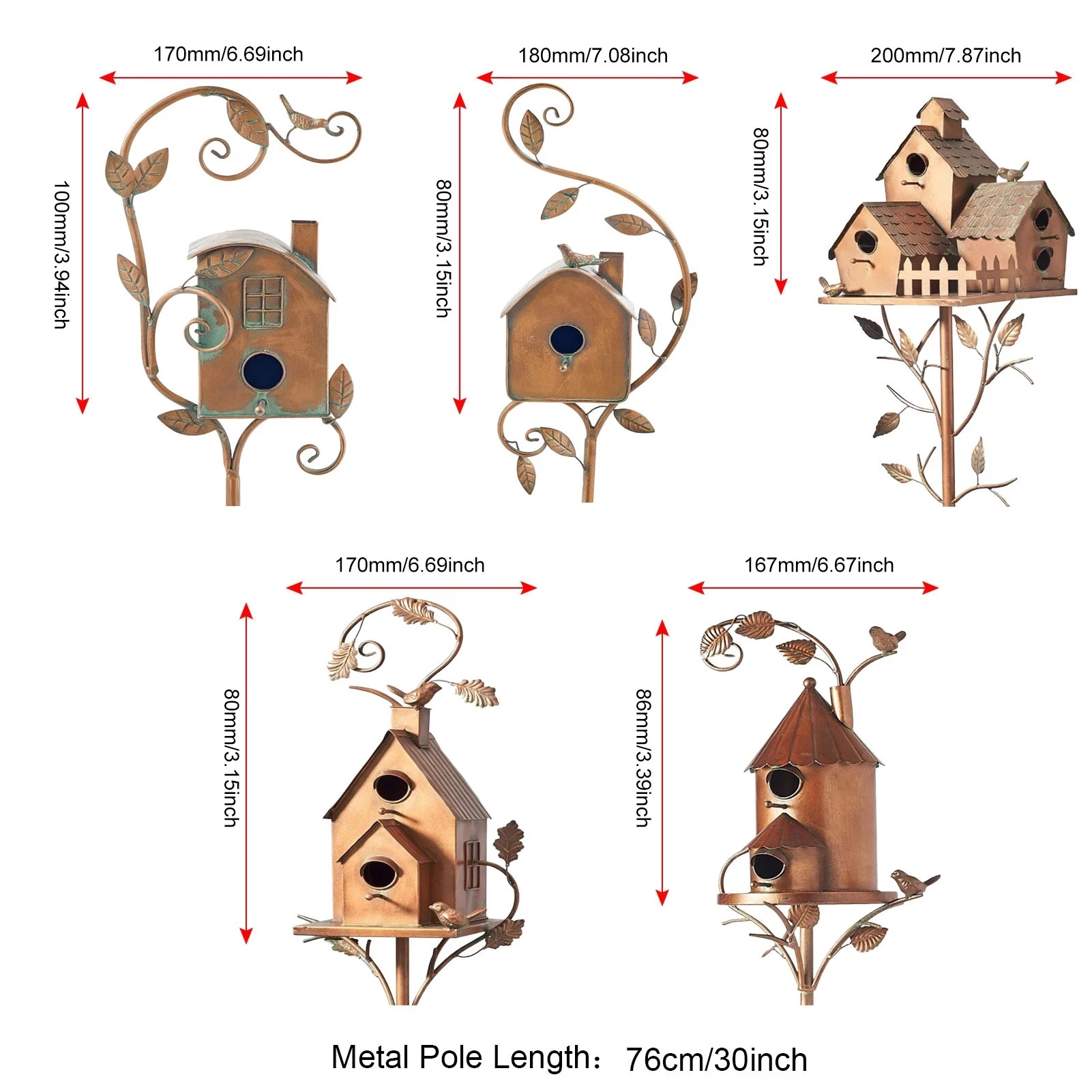 

Garden Stake Birdhouse Attractive Bird Feeder Exquisite Garden Stakes Metal Art With Rod Birdhouse Feeder for Home Garden Decors