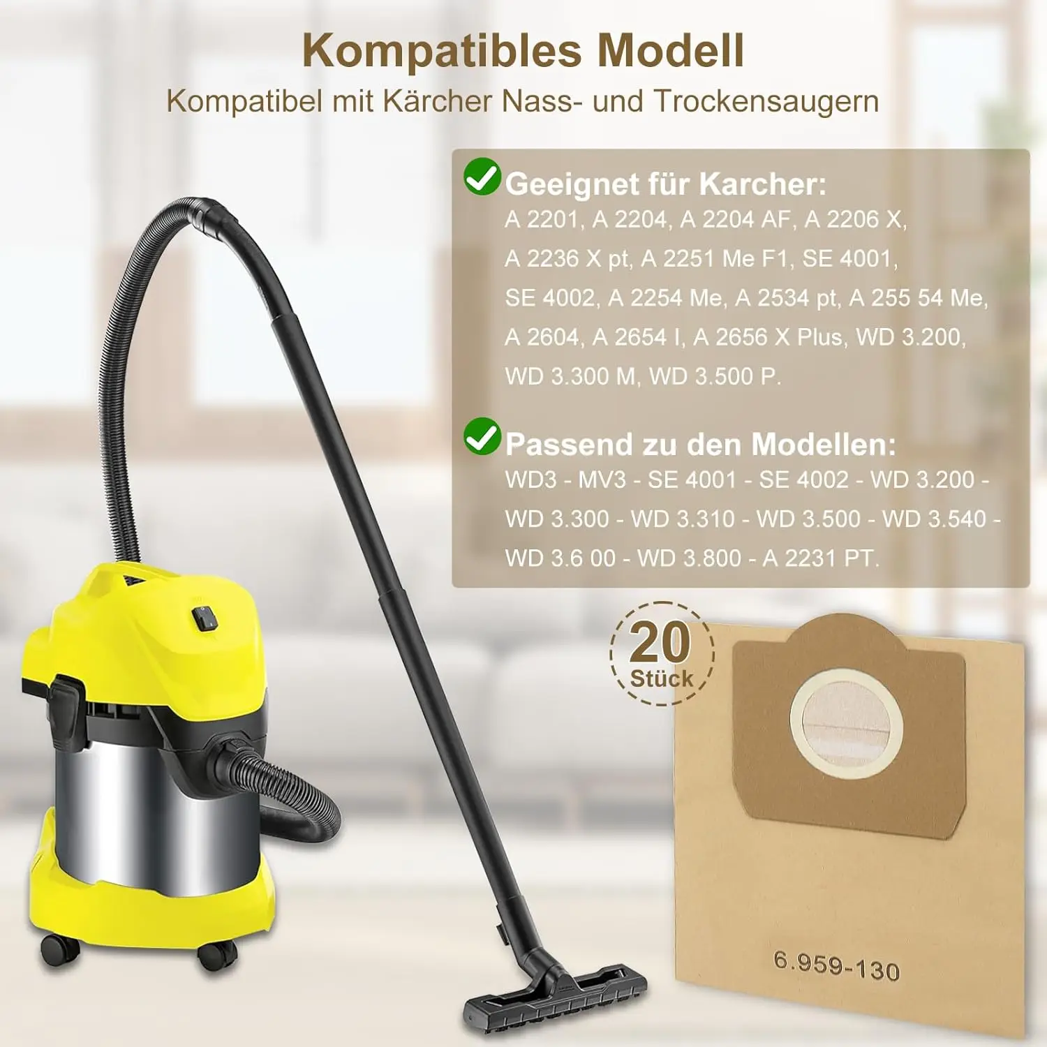 Sac Filtrant Filtre Aspirateur Karcher A 2254 LOT De Sacs