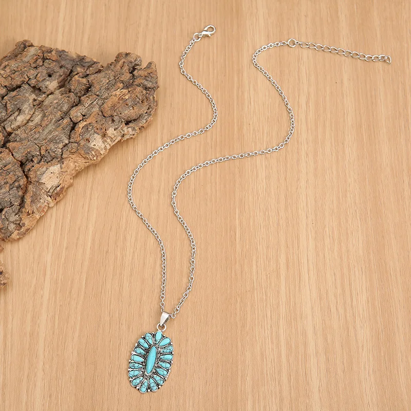 Turquoise Initial Necklace - Bohemian Crystal Letter Pendant On Long Chain, Adjustable, Gift For Women & Men - View #6
