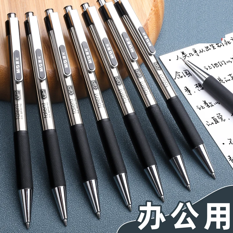 Gel Pens Metal Sign Pens Retractable Gel Pens Ballpoint Pen Retractable Stainless Steel Ballpoint Gel Pens 0.5mm Fine Point Bullet Tip Black Blue ink Refill Smooth Writing Grip Signing Pen