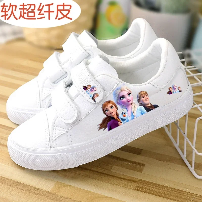 Disney Children's Canvas Shoes frozen elsa Low top Girls sport Shoes PU Autumn Breathable Non slip Casual baby shoes children sports shoes