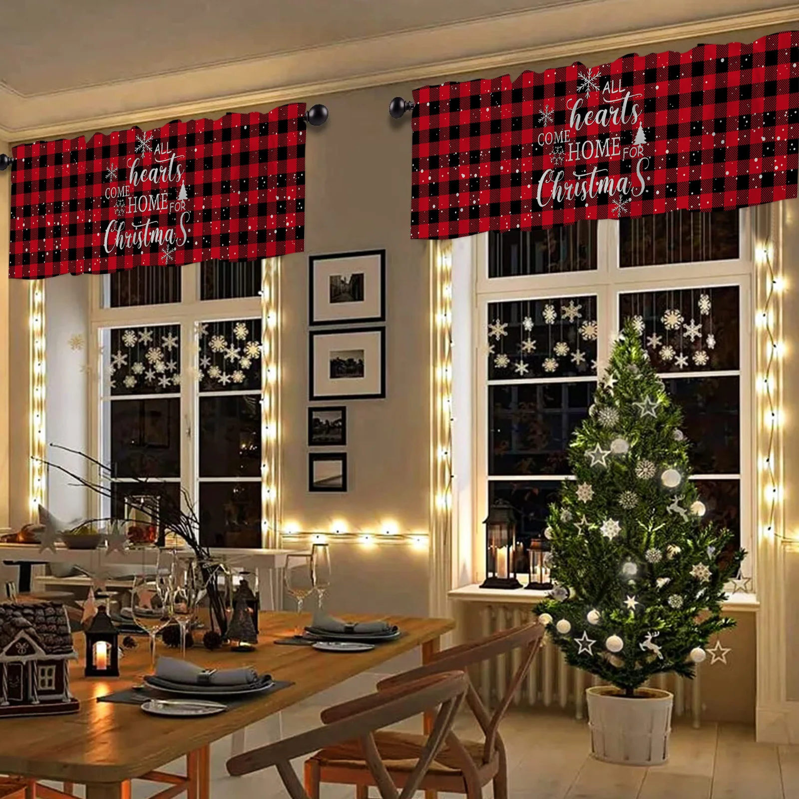 Valances for Windows Kitchen Living Room Small Window Valance Christmas Snowflakes All Hearts Come Home For  Christmas 1 Panel 3
