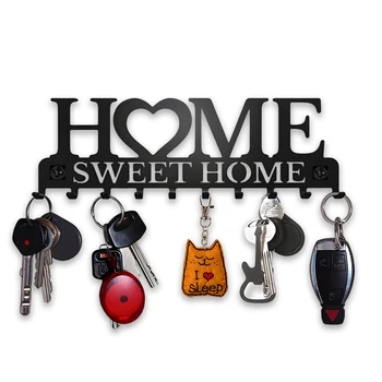 Black Metal “Sweet Home” Wall Key Holder 1