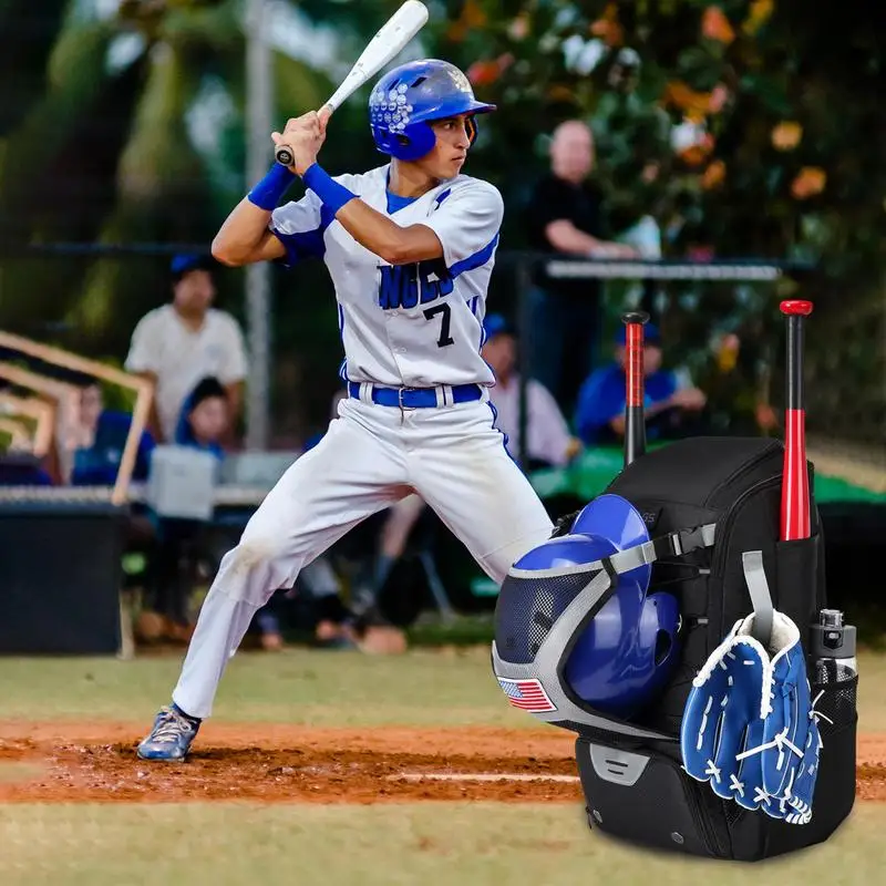 Baseball Softball Bag Backpack with Shoes Compartment Lightweight Softball Bat Bag For Boys Adults With Fence Hook Hold 4