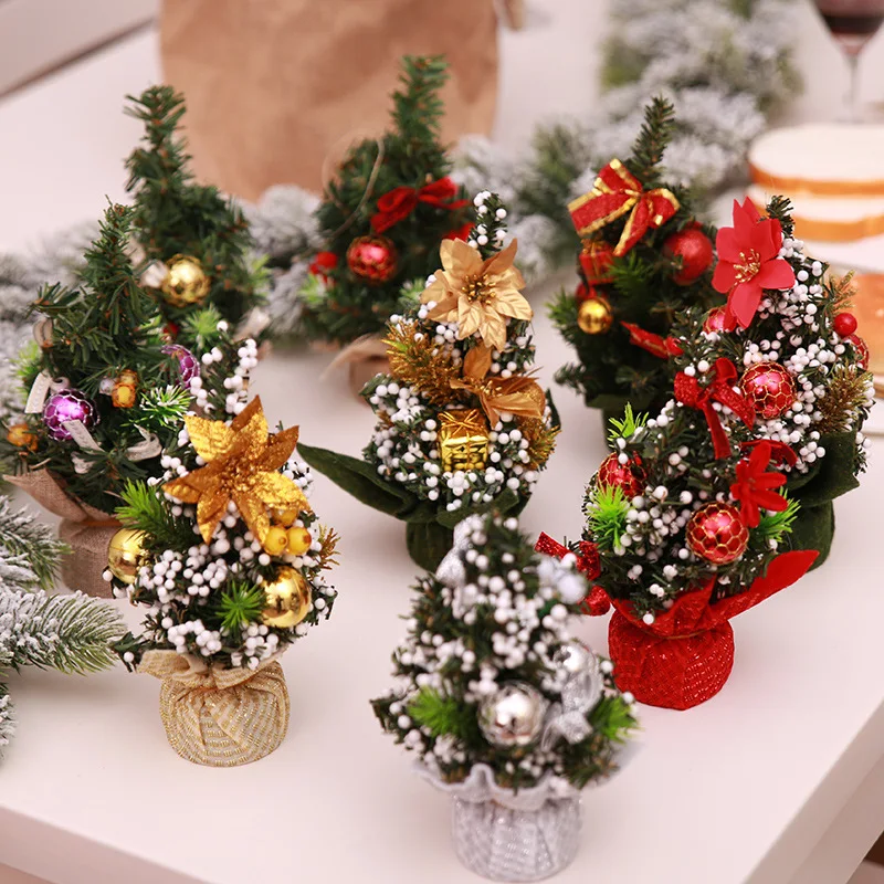 New Mini Small Christmas Tree Small Tree Christmas Table Ornament Christmas Tree Decoration 20cm