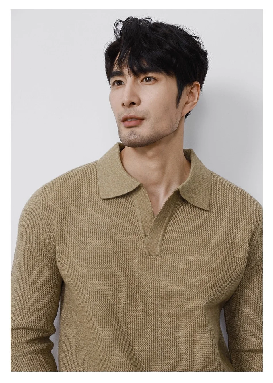 Cleanfit Herren-Strickpullover, Herbst-Frühlingspullover, koreanische weiche, schwere Polo-Pullover, minimalistisches, langärmliges, solides, lässiges Oberteil – Detail 11