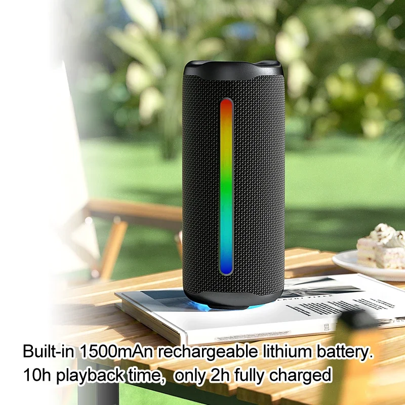 Rockmia EBS-613 Portable RGB Speaker Bluetooth 5.3 Powerful Bass box 1800MAH Outdoor Waterproof Colorful LED Light Fabric Mesh