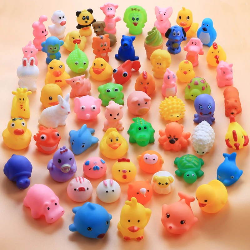 

Cute Animals Bath Toy Colorful Soft Rubber Float Squeeze Sound Swimming Water Toy For Baby Bath Play Animals Toys