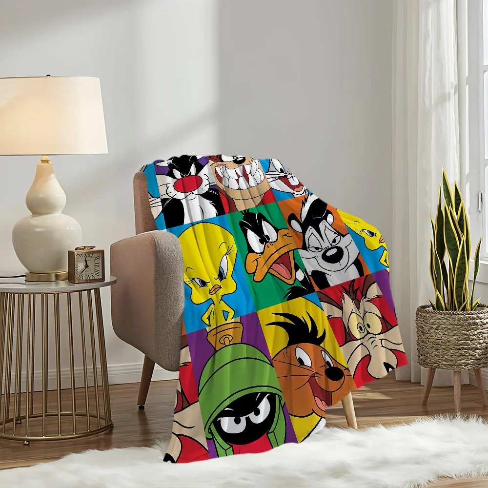 Cartoon Cute Blanket Plush Nap Sofa rug for Living L-LooneyS Room Warm Office T-Tunes Bedroom Birthday Home Travel Kid Gifts 2