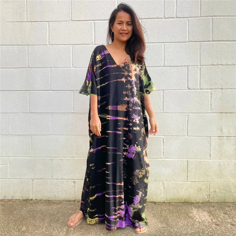 Fashion Casual Striped Print Long Dresses Women Bohemian V-neck Bat Sleeve Loose Slit Beach Dress Summer New Beachwear Vestidos 80 Fashion Casual Striped Print Long Dresses Women Bohemian V-neck Bat Sleeve Loose Slit Beach Dress Summer New Beachwear Vestidos