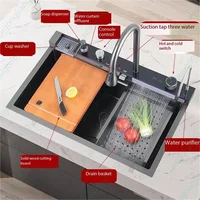 Newest 5MM thickness Home European Standard Built-In Black Nano Undermount Stainless Steel kitchen sink 2