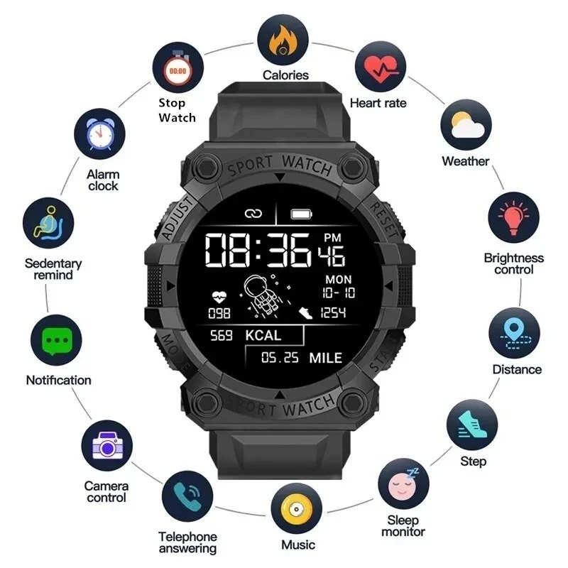 New Y56 Smart Watch Men Women Round Color Screen Bluetooth Heart Rate Smart Fitness Tracker Bracelet Fashion Sports 