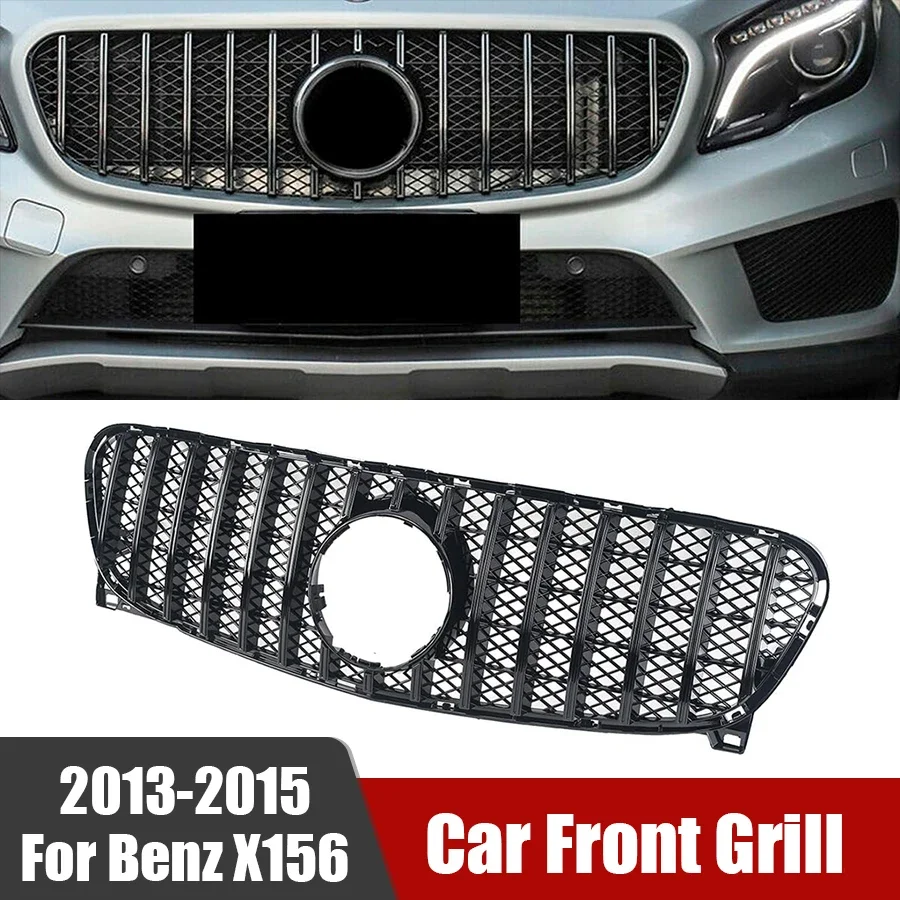 

For Mercedes Benz GLA Class X156 GT 2013 2014 2015 1 Piece Black/Silver Front Bumper Grill Grille GT Style