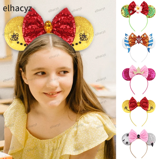 Minnie Mouse Ears Headband girls Headwear Festival DIY Hair Accessories  Hairband Christmas Sequin Hair Bows girls women gift - AliExpress