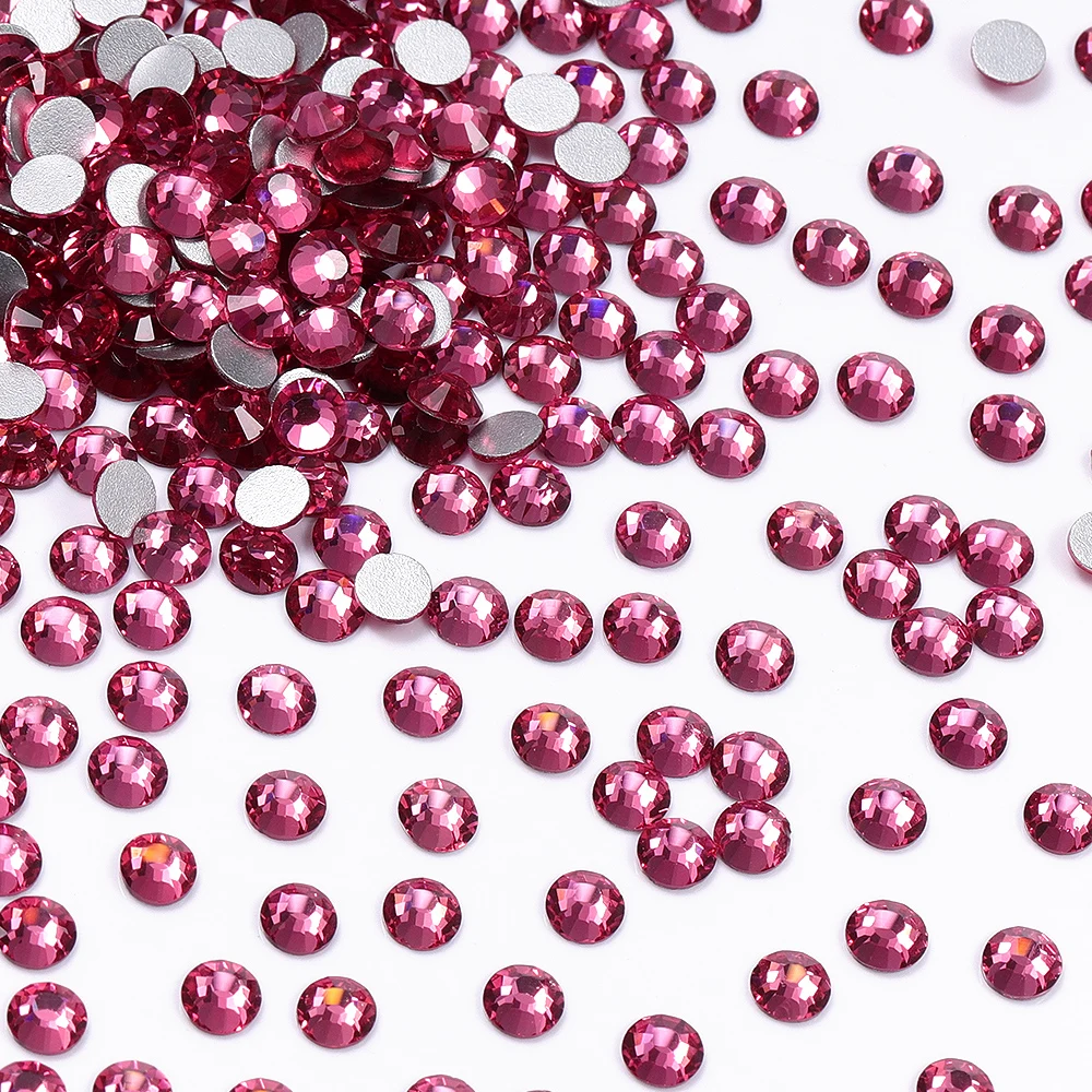 QIIY SS3-SS60 Rote Serie Glas-Strasssteine, superheller Kristall, rund, nicht Hotfix, flache Rückseite, zum Aufkleben auf 3D-Steinen für DIY-Nagelkunst – Detail 22