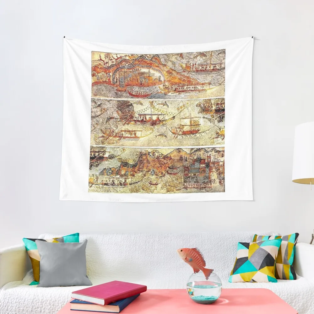 

Minoan Admirals Flotilla Fresco in Three Panels Tapestry Room Decorator Korean Room Decor