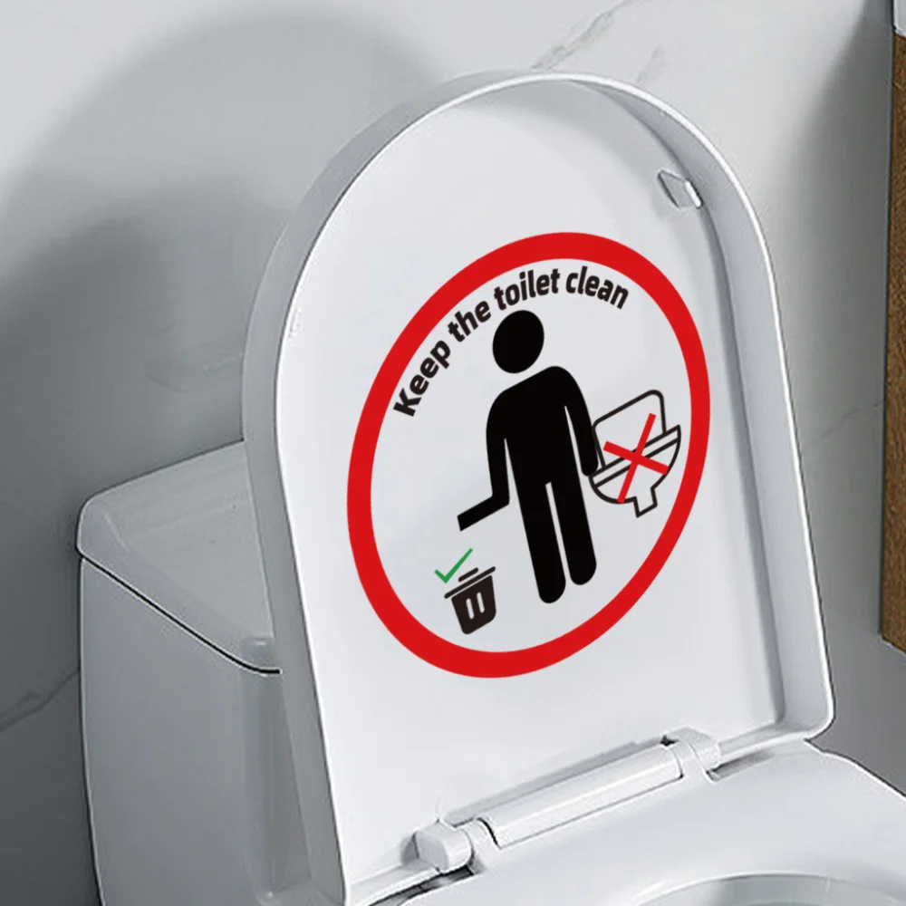 Toilet Stickers Creative English Sign Toilet Sticker Toilet Decoration Keep The Clean Sticker with Pattern Restroom Decor