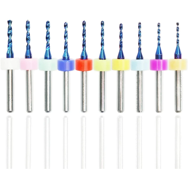 

HOT 30Pcs 1.1Mm-2.0Mm PCB Drill Bits Set, 1/8Inch CNC Router Bits Mini Milling Cutter Blue Coated For Print Circuit Board