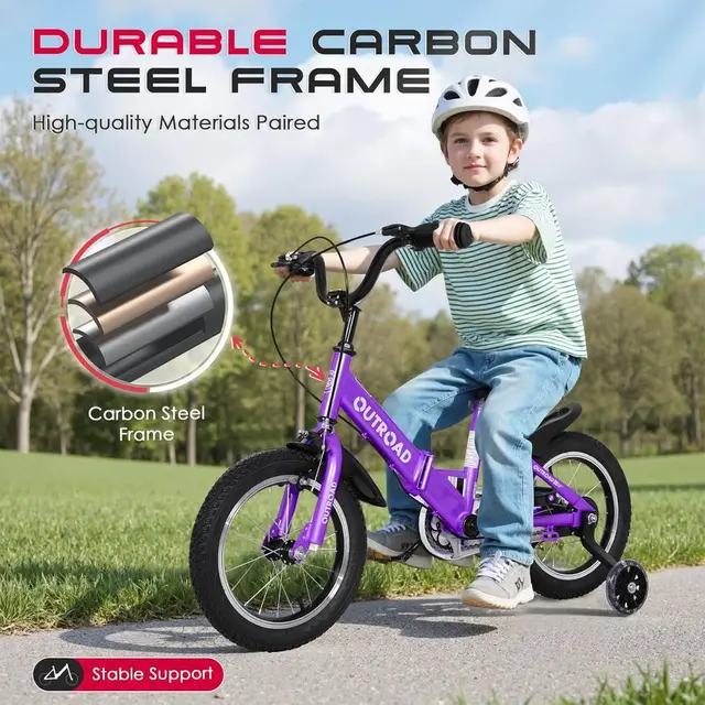 16-18 Inch Kids' Training Bike with Wheels, Suitable for Ages 3-10, Multi-Colored Dual Brake Bicycle for Toddlers
