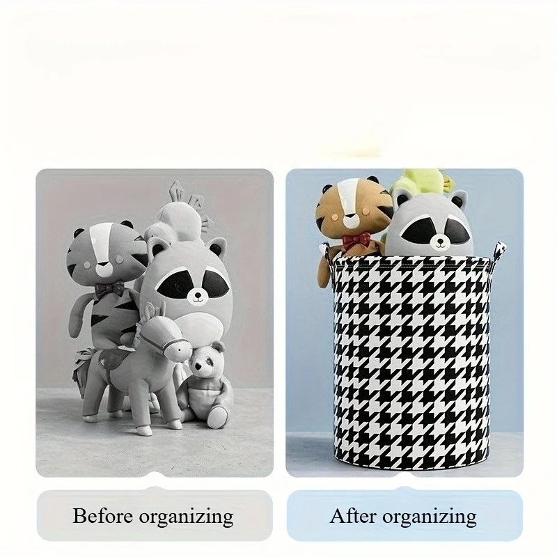 Foldable Storage Basket with Handle, Kitchen Storage Basket, Dirty Clothes Basket, Suitable for Storing Clothes,Snacks,Books,Etc