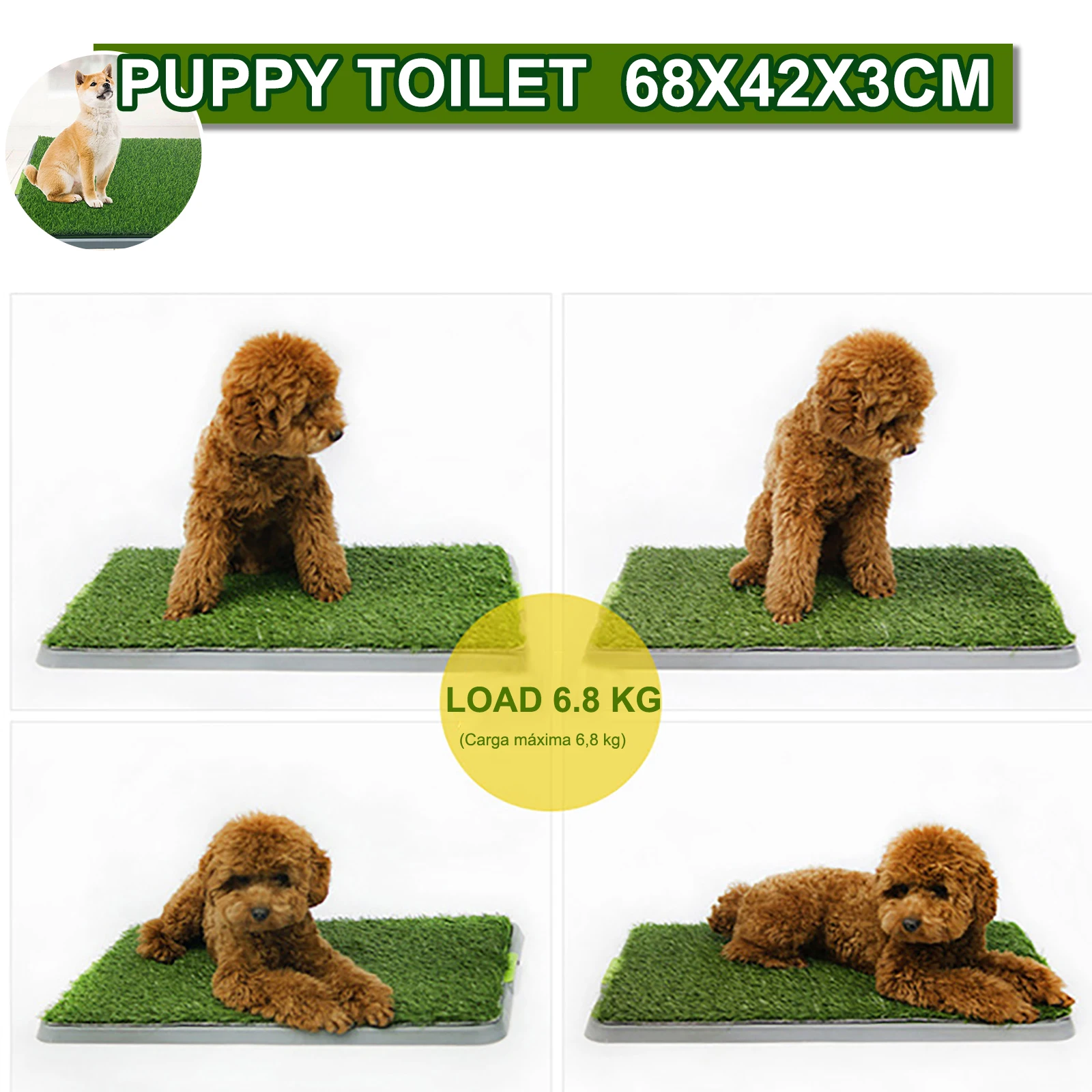 Portable Dog Puppy Potty Pad Dog Training Toilet Potty Pet Puppy Toilet  Easy to Clean Pet Product Indoor 68x42cm