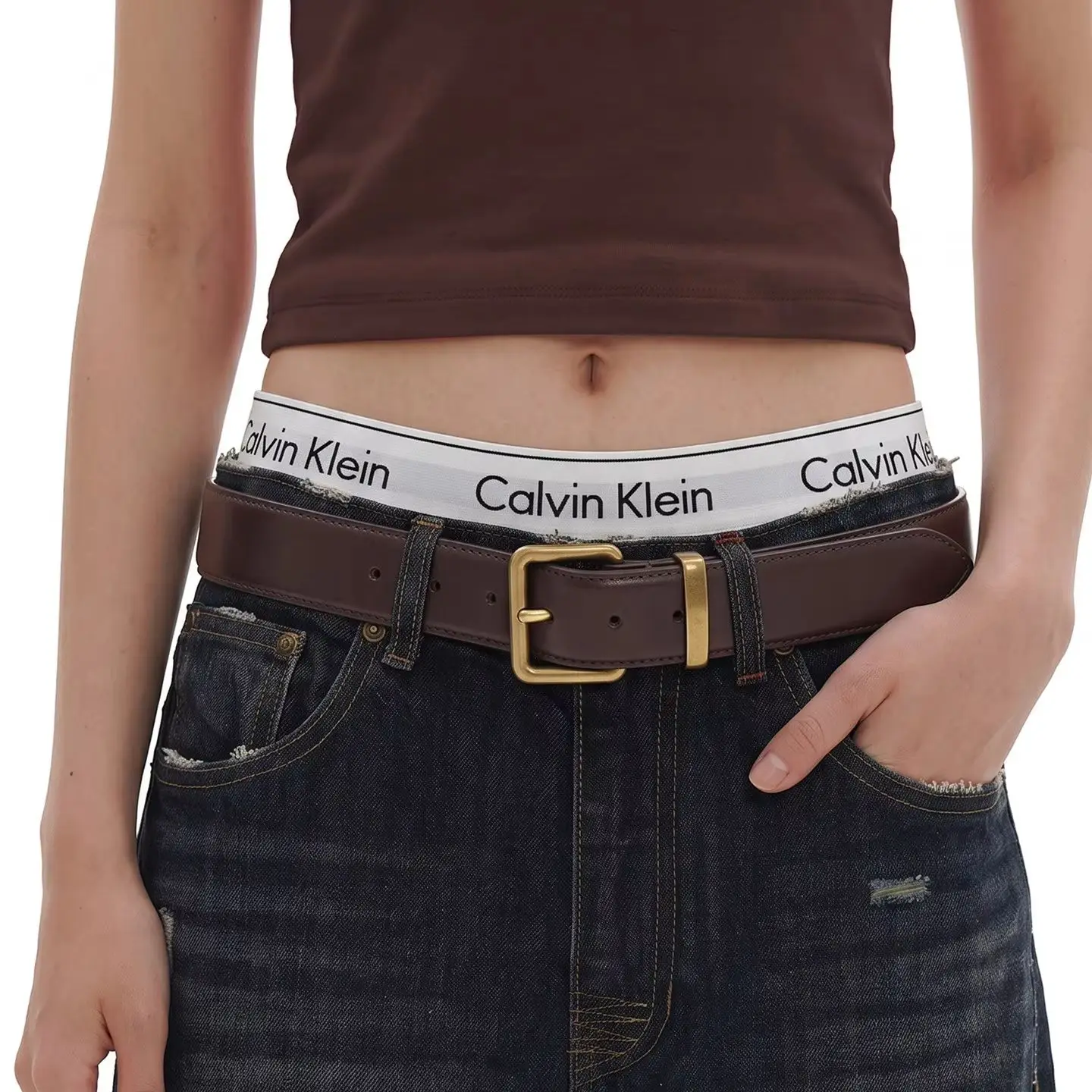 Luxuriöser Damen-Gürtel aus echtem Leder, modischer schmaler Taillengürtel mit Dornschließe für Jeans und Hosen, 3,3 cm breiter Gürtel mit Gold-/Silberschnalle