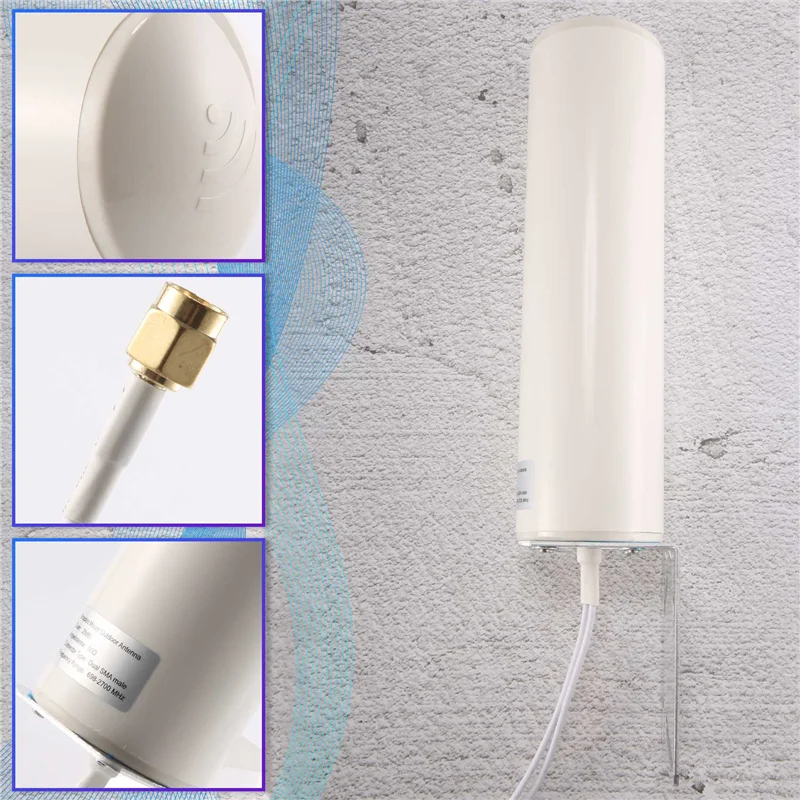 

WiFi Antenna 4G LTE Antena SMA 12DBi Omni Antenne Male 5M Dual Cable 2.4GHz for B315 E8372 E3372 ZTE Routers SMA Male