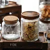 Glass Jars Retro Styles Glass Seal Jars Bamboo Lids Food Candy Tea Storage Containers Honey Pot Nordic Relief Spice Jar Bottles 6