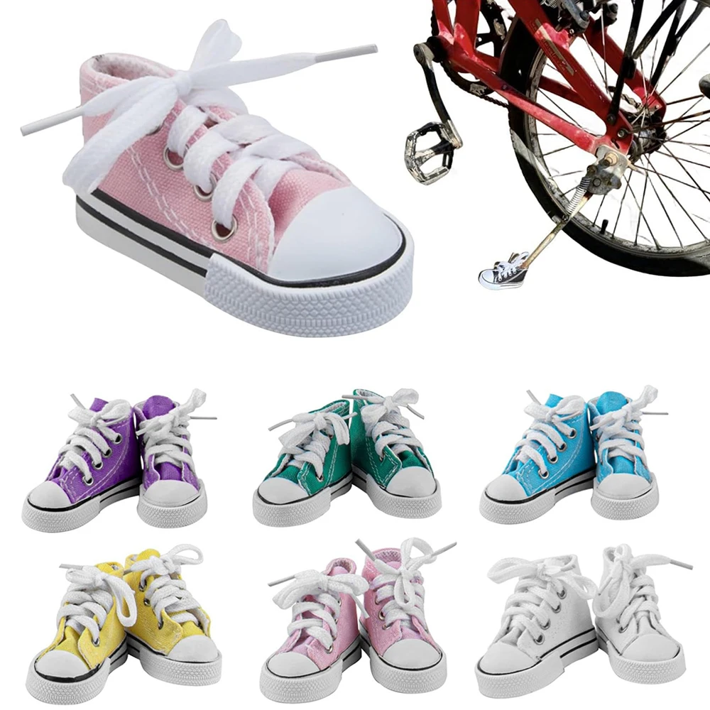Kickstand Shoe Covers for Motorcycles - Cute Mini Canvas Design, Set of 2