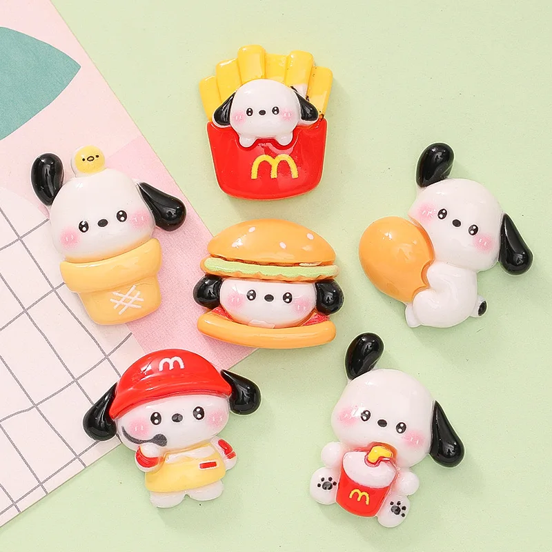 10 Baru Cartoon Puppy Hamburger Fries Resin Accessories Series Resin Buku Tempel Diy Perhiasan Jepit Rambut Aksesori Proses Deko