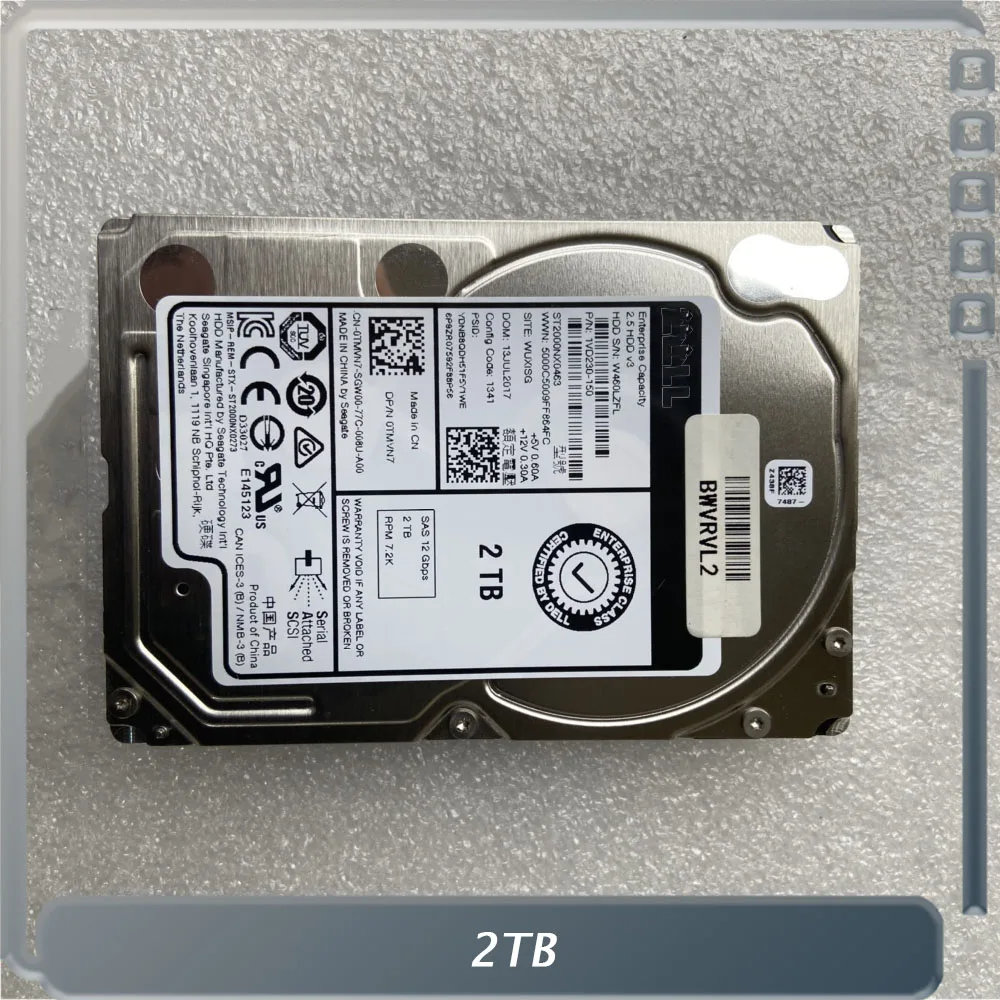 2Tb Per Dell Server Hard Disk 2T Sas 12G 7.2K 2.5 "Tmvn7 0 Tmvn7