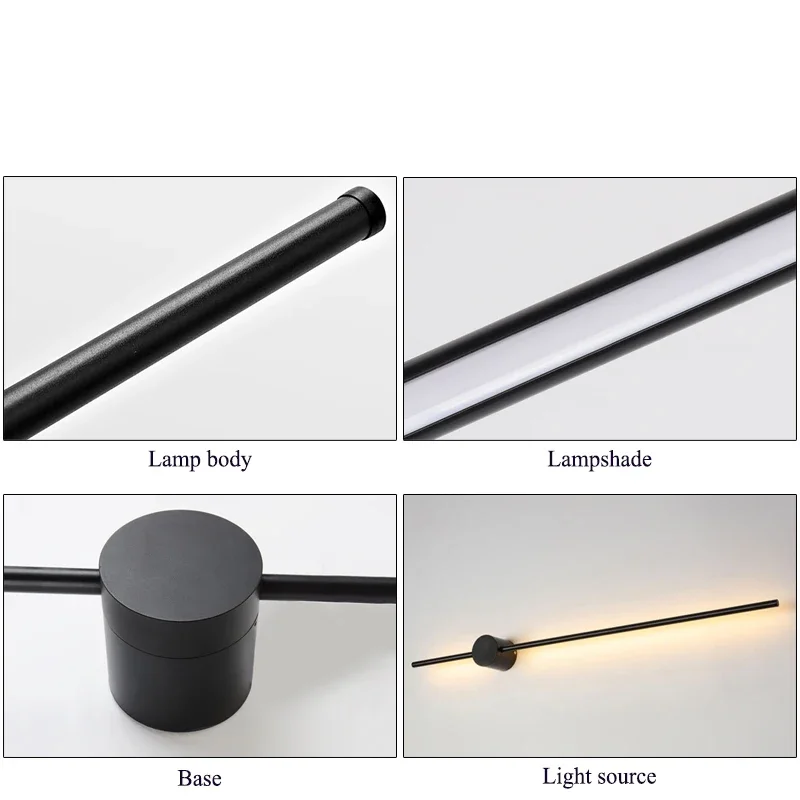 Modern Minimalist LED Wall Lamp Black Long Strip Light Living Room TV Wall Bedroom Bedside Hallway Ambient Lighting Fixture 5