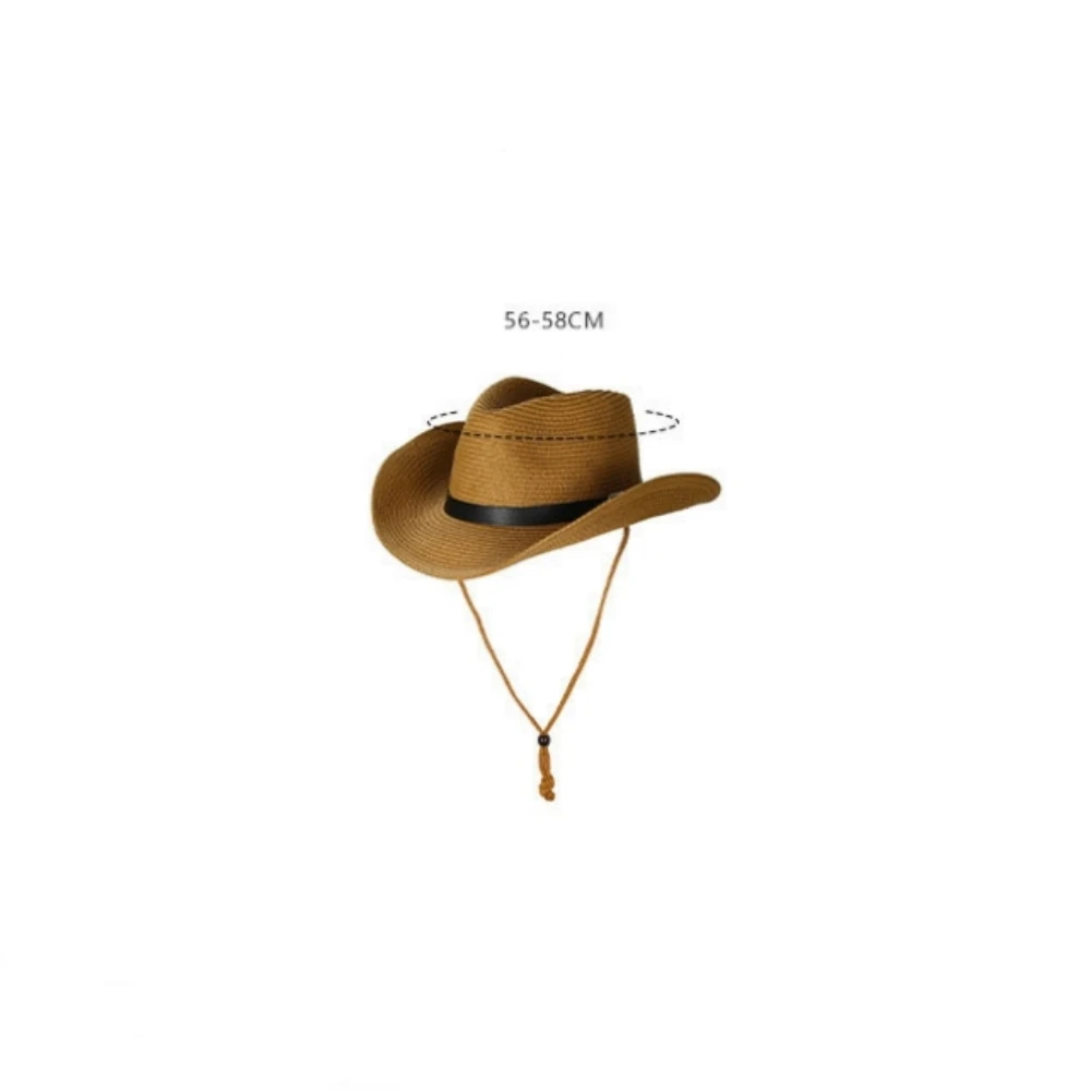 Vente chaude hommes Western Cowboy chapeau Vintage hommes Gentleman Lady Jazz Cowgirl avec cuir large bord Cloche église Sombrero Hombre_voghion.com