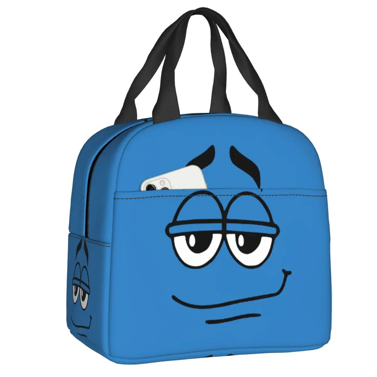 

Cartoon Chocolate Blue Candy Faces Lunch Bag Portable Thermal Cooler Insulated Lunch Box For Women Picnic Travel Food Tote Bags