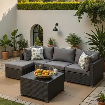 5-Piece Wicker Patio Set 1
