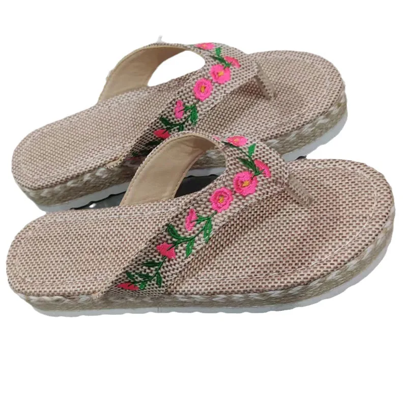 

Women Comfortable Beach Shoes Non-slip Soft Bottom Casual Flip Flops Rhinestone Chain Decoration Summer Flat Slippers 2023